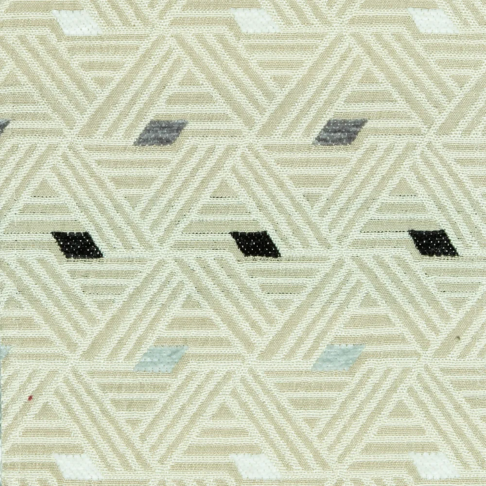 Santorini Collection: Geometric Pattern Polyester Upholstery Fabric; 140cm, Grey/Black