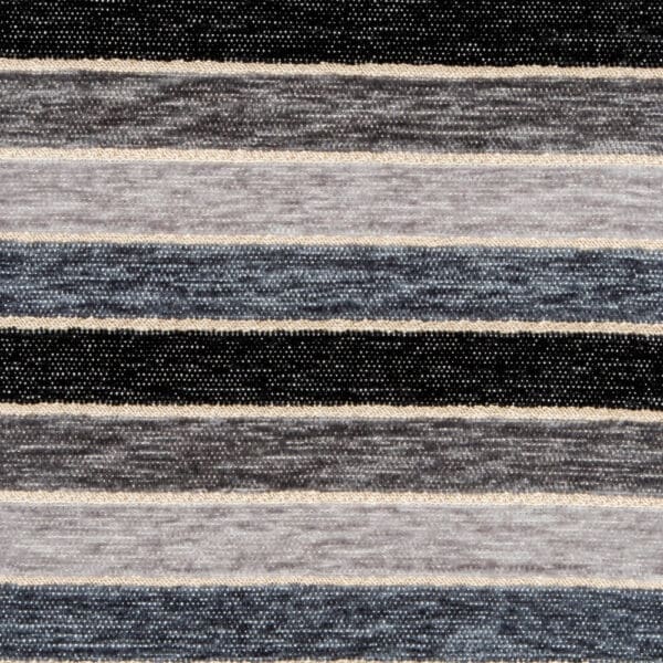 Santorini Collection: Stripe Pattern Polyester Upholstery Fabric; 140cm, Grey/Blue/Black