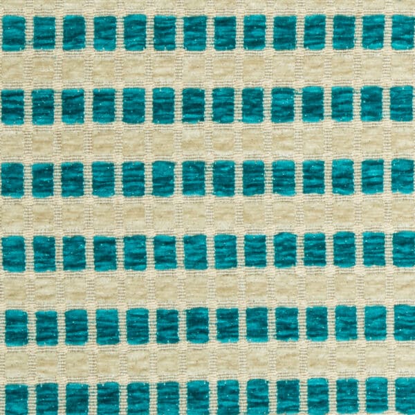 Santorini Collection: Checked Pattern Polyester Upholstery Fabric; 140cm, Blue