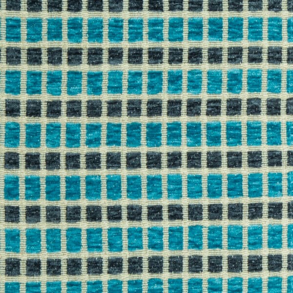 Santorini Collection: Checked Pattern Polyester Upholstery Fabric; 140cm, Light/Dark Blue