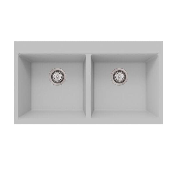 Composite Granite Inset Kitchen Sink Double Bowl; (86x48x20.5)cm, Metallic Aluminium