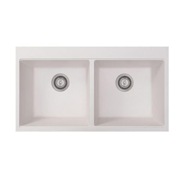 Composite Granite Inset Kitchen Sink Double Bowl; (86x48x20.5)cm, Gold Sand