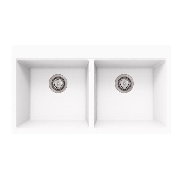 Composite Granite Inset Kitchen Sink Double Bowl; (86x48x20.5)cm,Platinum