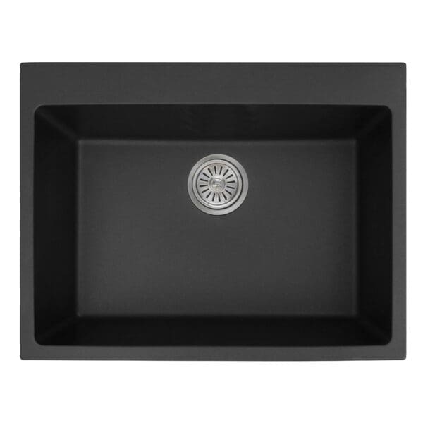 Composite Granite Inset Kitchen Sink Single Bowl; (62.5x47.5x20)cm, Matt Black
