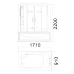 Steam Room +Jacuzzi Bathtub + Computer & Remote Control + Radio + Phone + Fan + Foot Massage + Bluetooth + Blue Glass; (171x91x220)cm