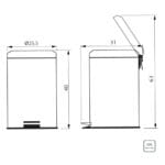 Tramontina: S/Steel Step Bin; 12lts, Silver