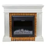 Decorative Fire Place + Heater; (120x32x110)cm, Ivory White