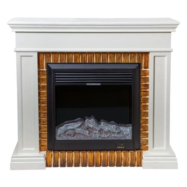Decorative Fire Place + Heater; (120x32x110)cm, Ivory White