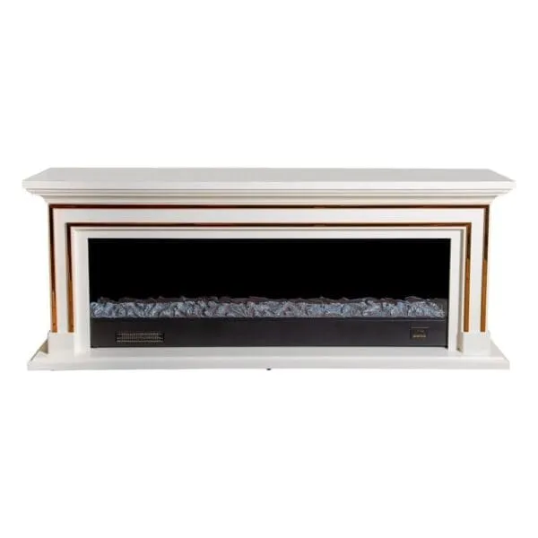 Decorative Fire Place + Heater: (180x32x70)cm, Gold