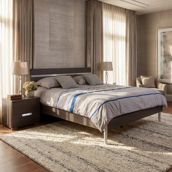 King Bed; (180x200)cm + 2 Night Stands, Dark Brown