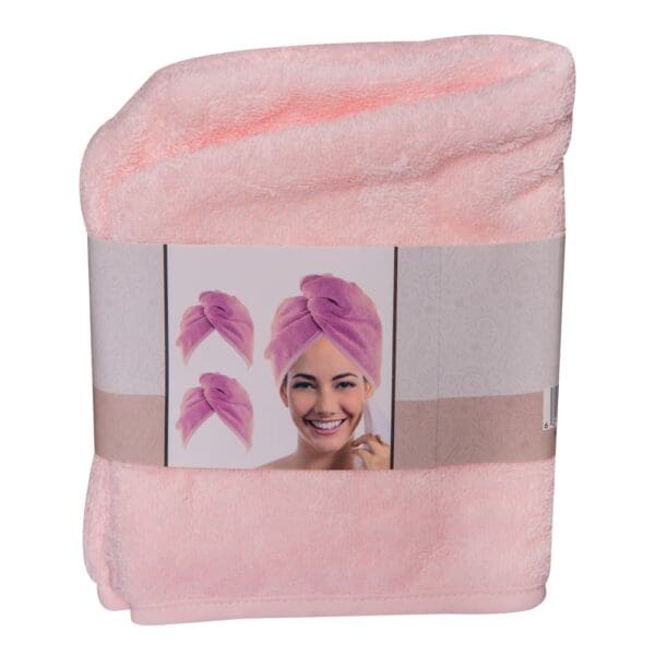 Plain Hair Towel; (22x65)cm, Light Pink