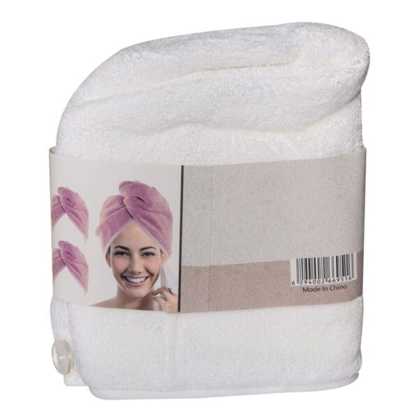 Plain Hair Towel; (22x65)cm, White