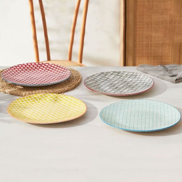 Domus: Round Printed Plate Set: 4pcs