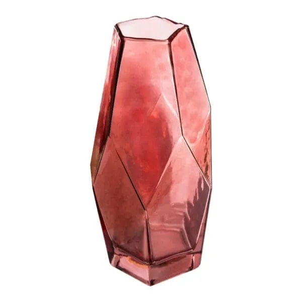 Geometrical Glass Vase; (8x13x28)cm, Purple
