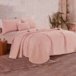 King Jacquard Bed Spread, Printed, 4pcs, Pink