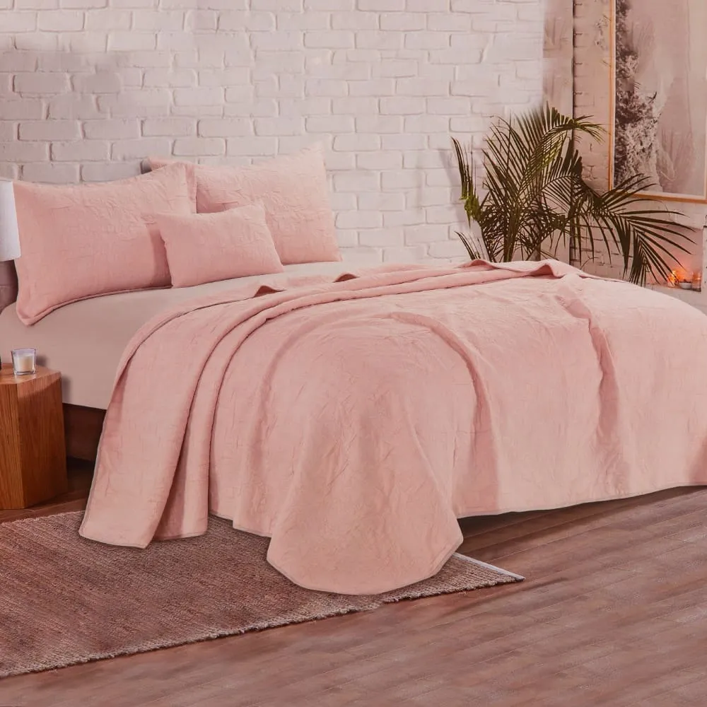 King Jacquard Bed Spread, Printed, 4pcs, Pink