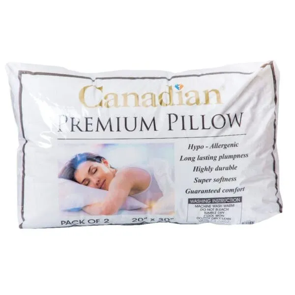 Canadian: Microfiber Queen Pressed Pillow Set: 2pc; (50x70)cm