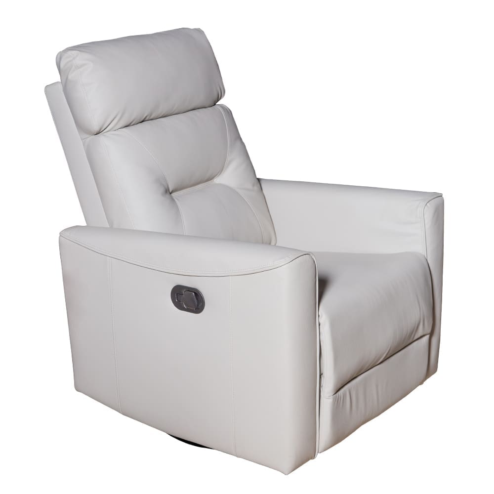 PU/Fabric Swivel Rocking Recliner Chair; 1-Seater, White