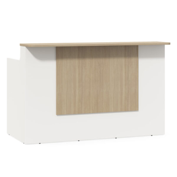Sunon: Reception Desk; (150x100x115)cm, White Oak/Warm White