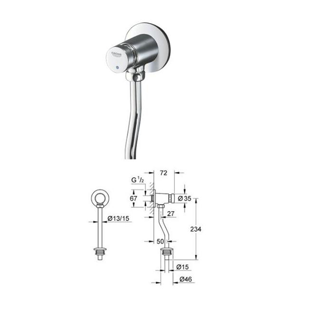 Tapis: Infra Red Electronic Urinal Flush Valve, AC & DC; Chrome Plated