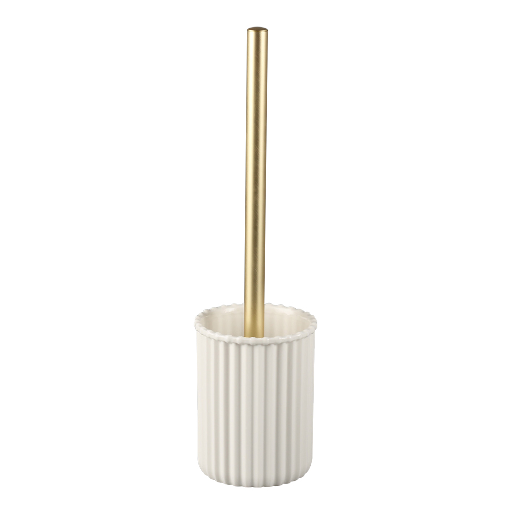 Domus: Stoneware Toilet Brush + Holder; (Φ9.8x12.5-35)cm, White