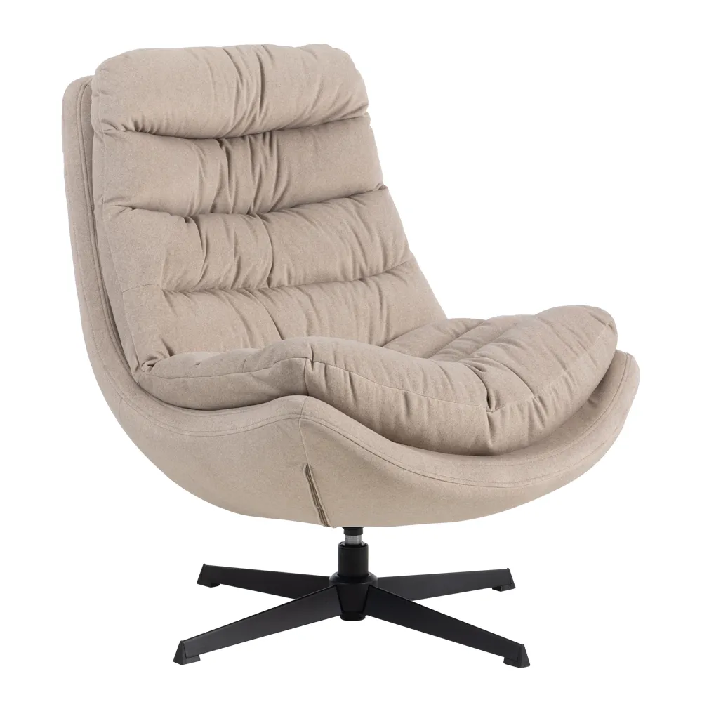 Fabric Swivel Lounge Chair; (73x88x93)cm, Beige