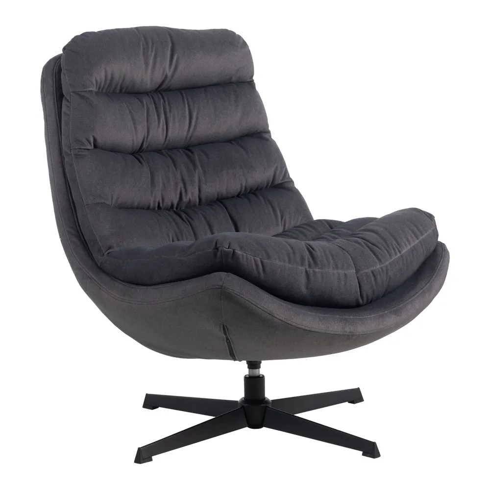 Fabric Swivel Lounge Chair; (73x88x93)cm, Black