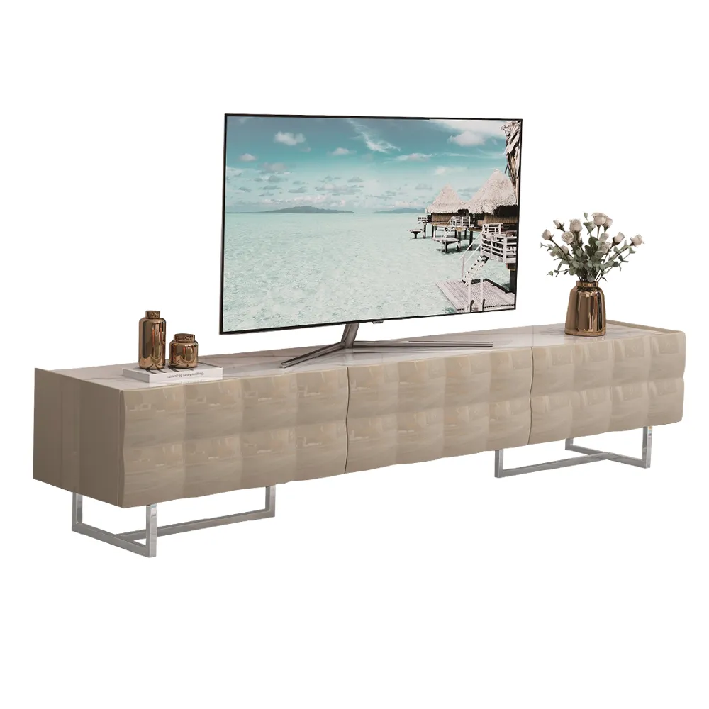 TV Cabinet; (200x40x42)cm, Glossy Grey