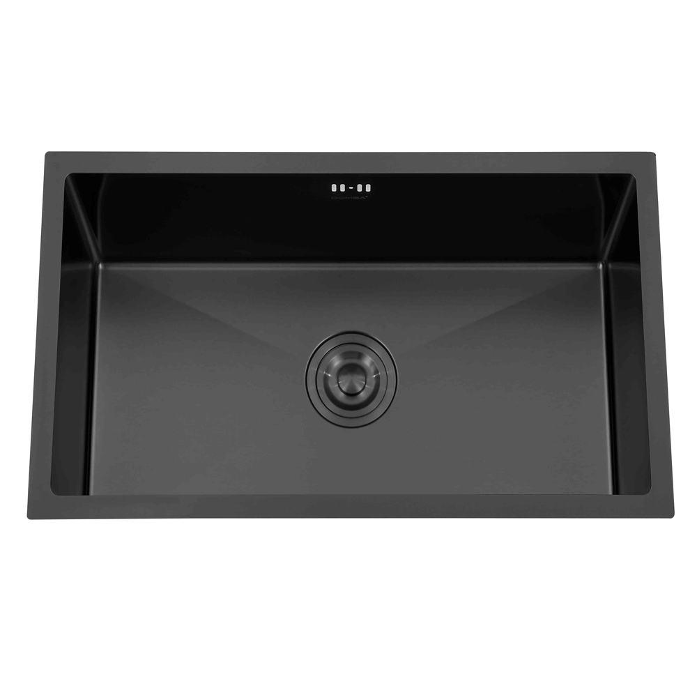 Stainless Steel Kitchen Sink: Single Bowl + Waste; (54x44x22)cm (0 Stainless Steel Kitchen Sink: Single Bowl + Waste; (54x44x22)cm (0.8mm), Nano Black