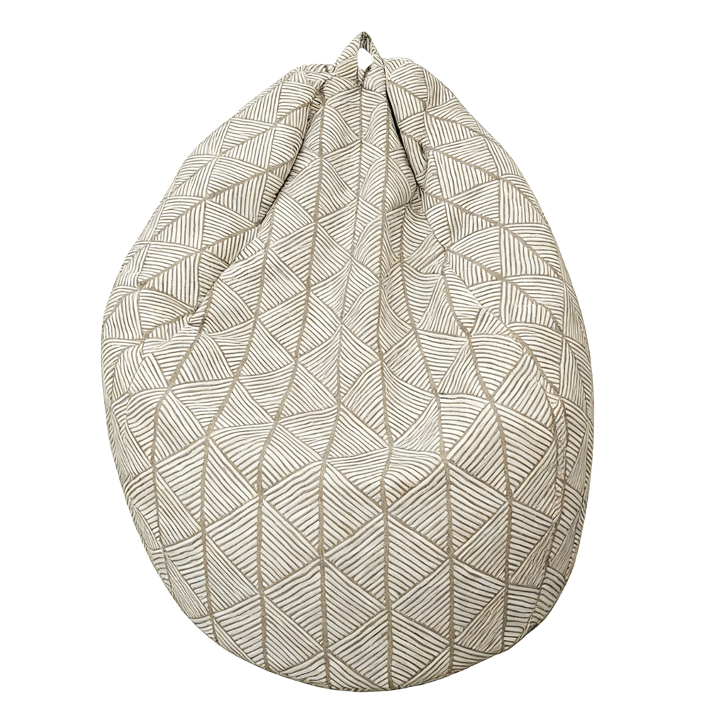 Outdoor Round Bean Bag; (90x110)cm, White/Beige