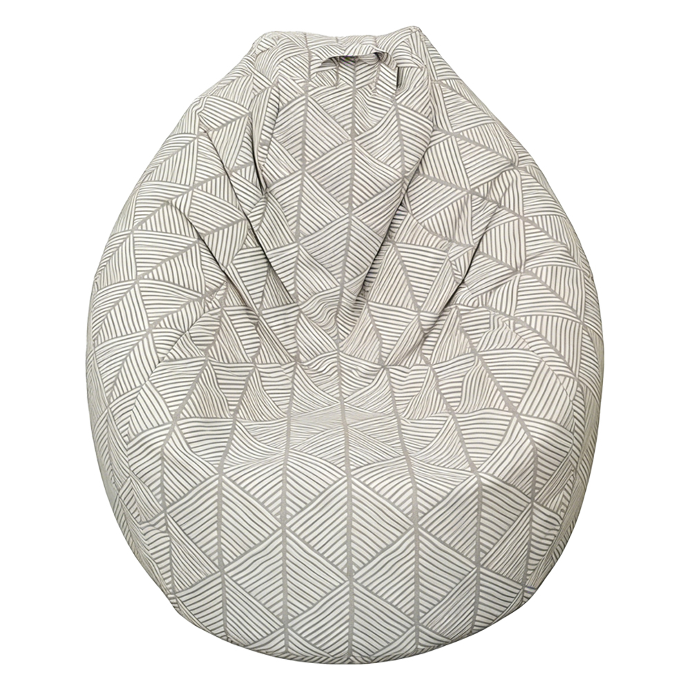 Outdoor Round Bean Bag; (90x110)cm, White/Grey