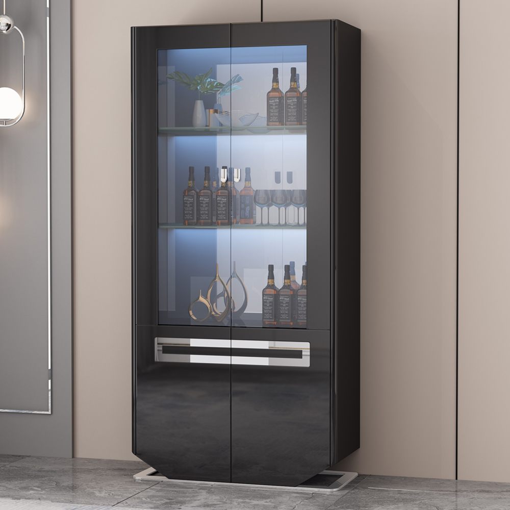 Display Cabinet; (90x40x190)cm, Glossy Black