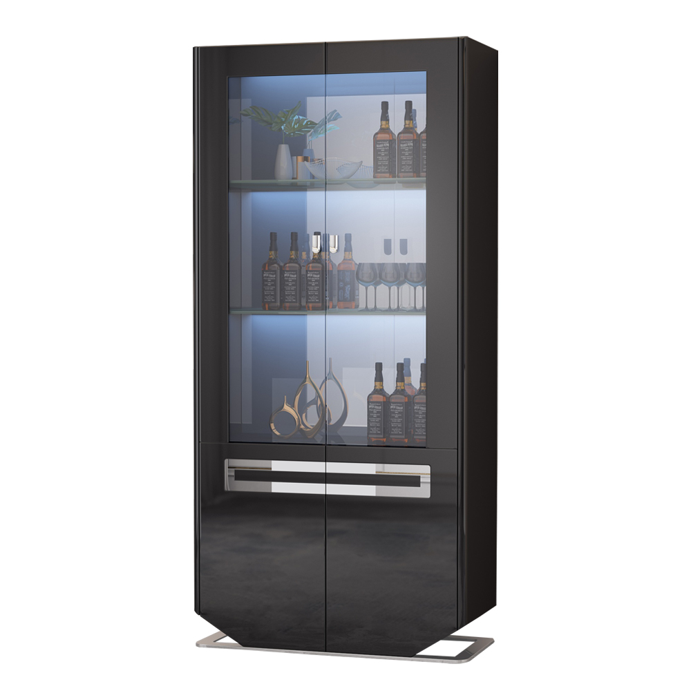 Display Cabinet; (90x40x190)cm, Glossy Black