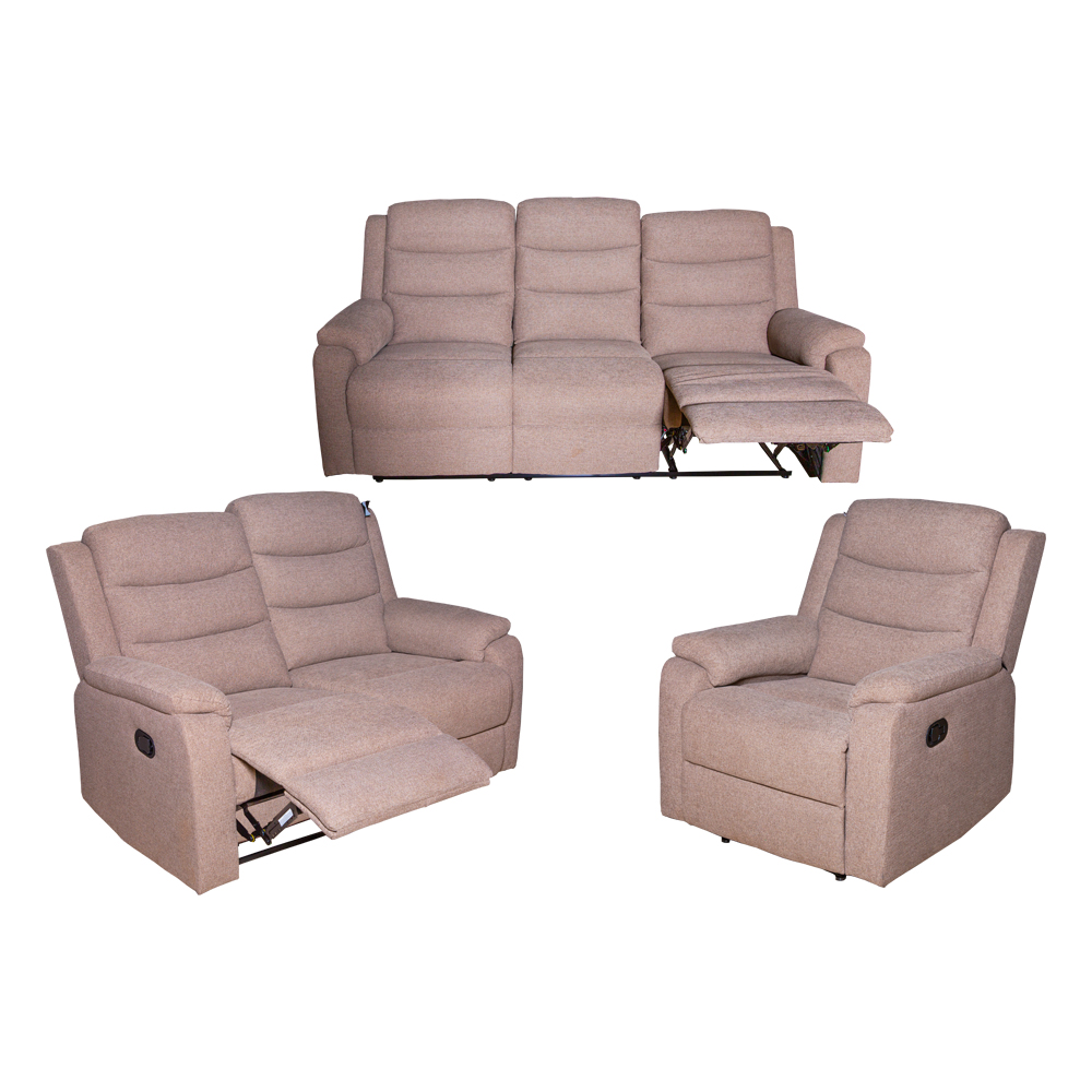 Fabric Recliner Sofa; 6 Seater (3RR+2RR+1R), Mocha