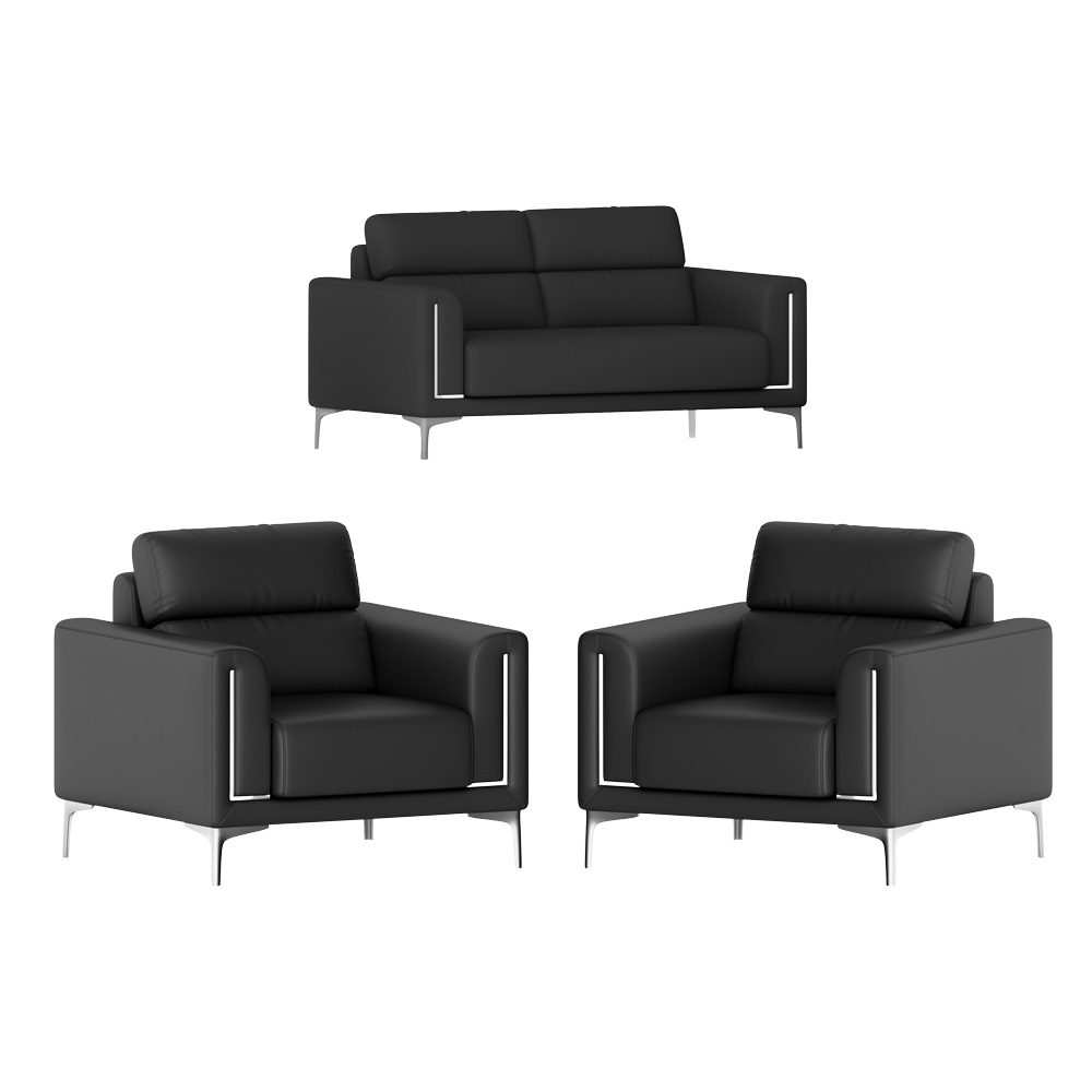 PU Sofa Set; 5-Seater (3+1+1), Black 1 PU Sofa Set; 5-Seater (3+1+1), Black
