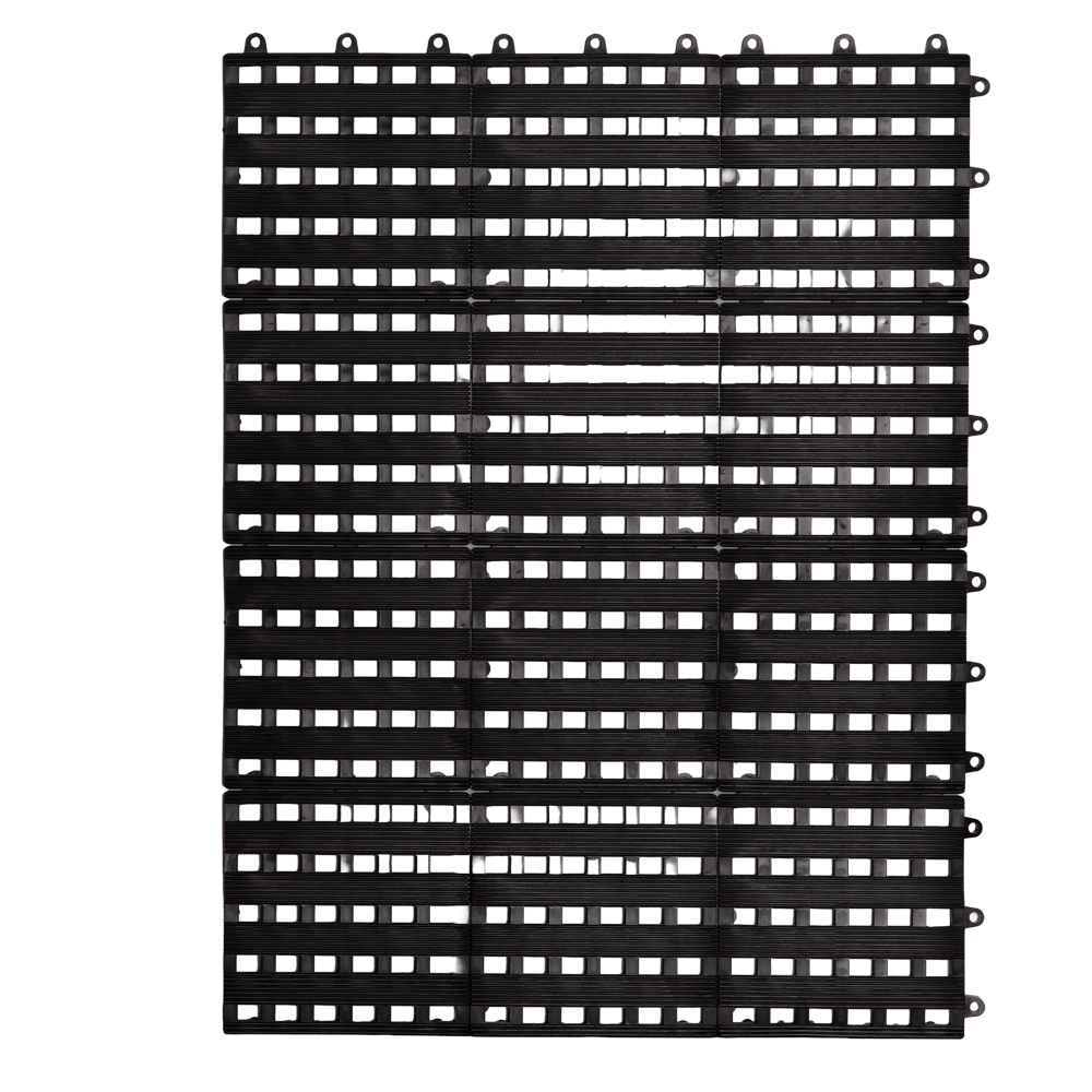 PVC Floor Mat; 450x600mm (Pack =12pcs; 150x150mm), Black