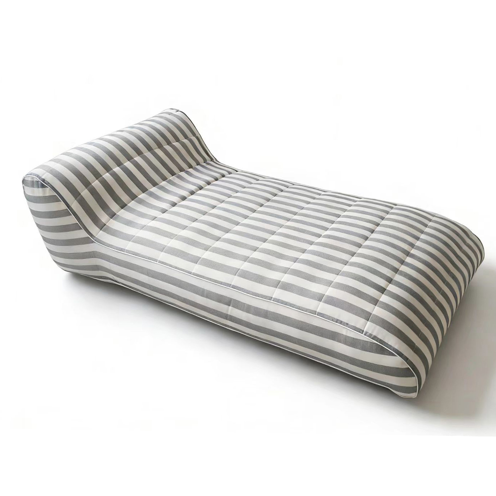 Outdoor Sleeper Sofa; (168.5x85x51x22)cm,White/Grey Stripes