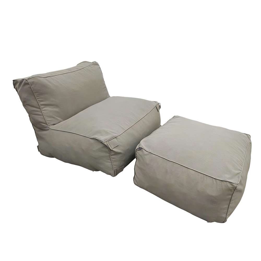 Outdoor Single Sofa With Ottoman; (95x90x80x35)cm, Grey