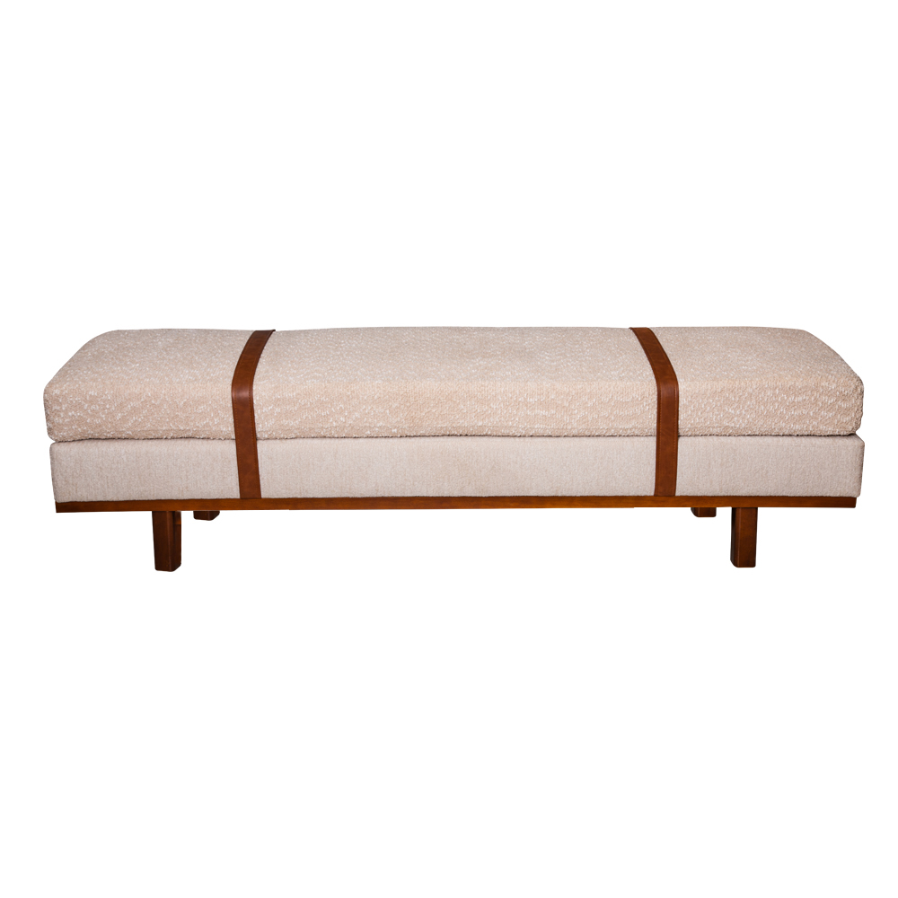 Fabric Long Bench; (180x50x45)cm, Beige