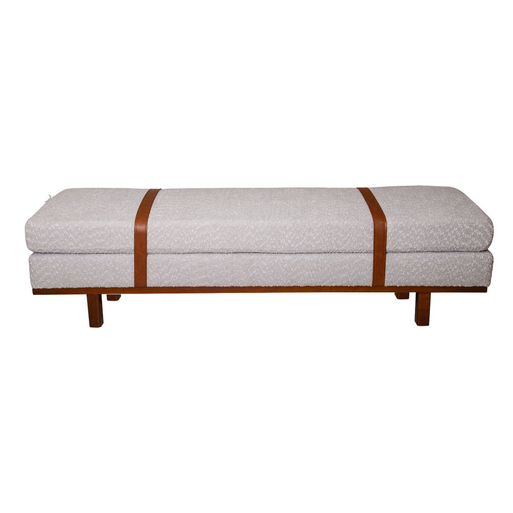 Fabric Long Bench; (180x50x45)cm, Light Grey