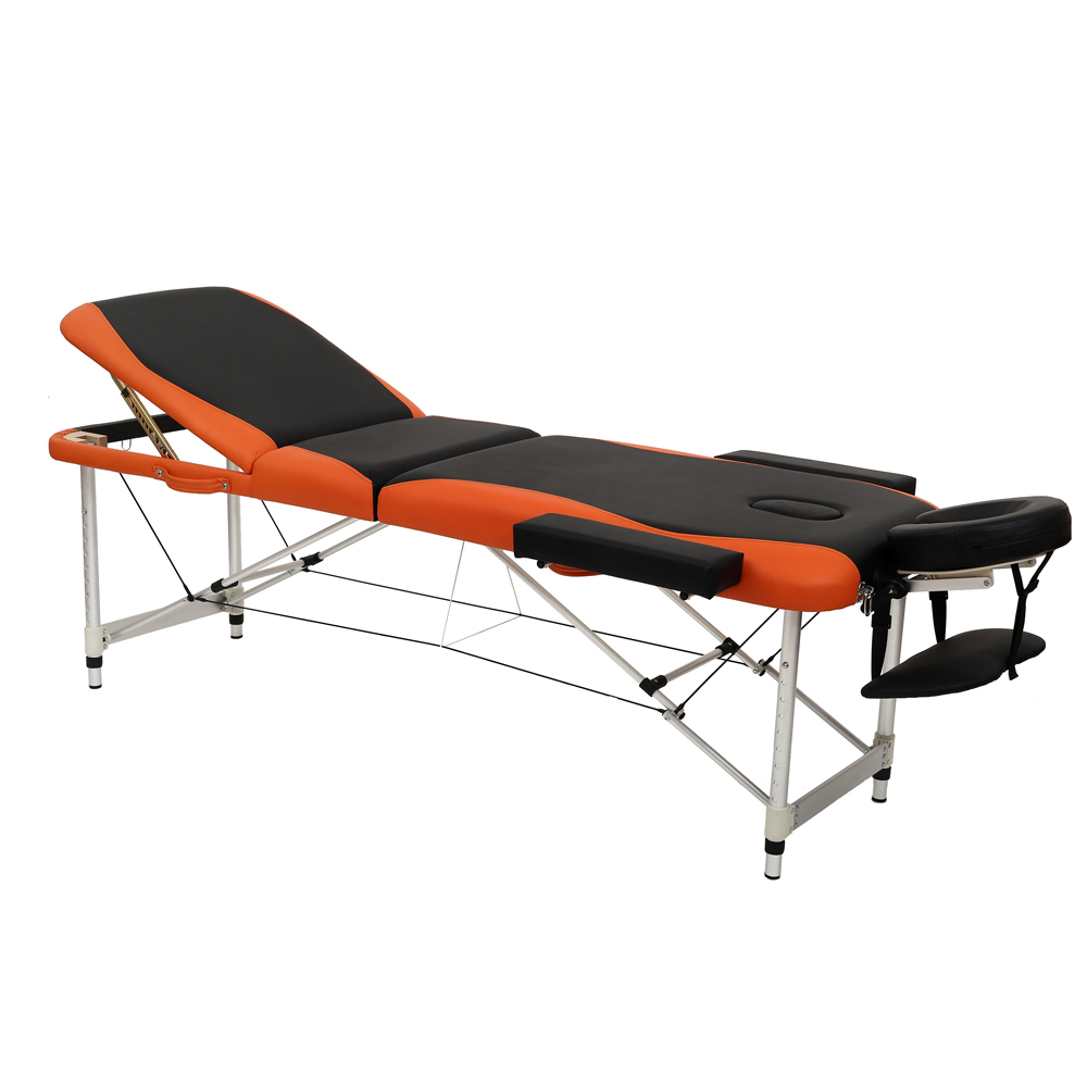 Massage Table; (185x70)cm, Black/Orange
