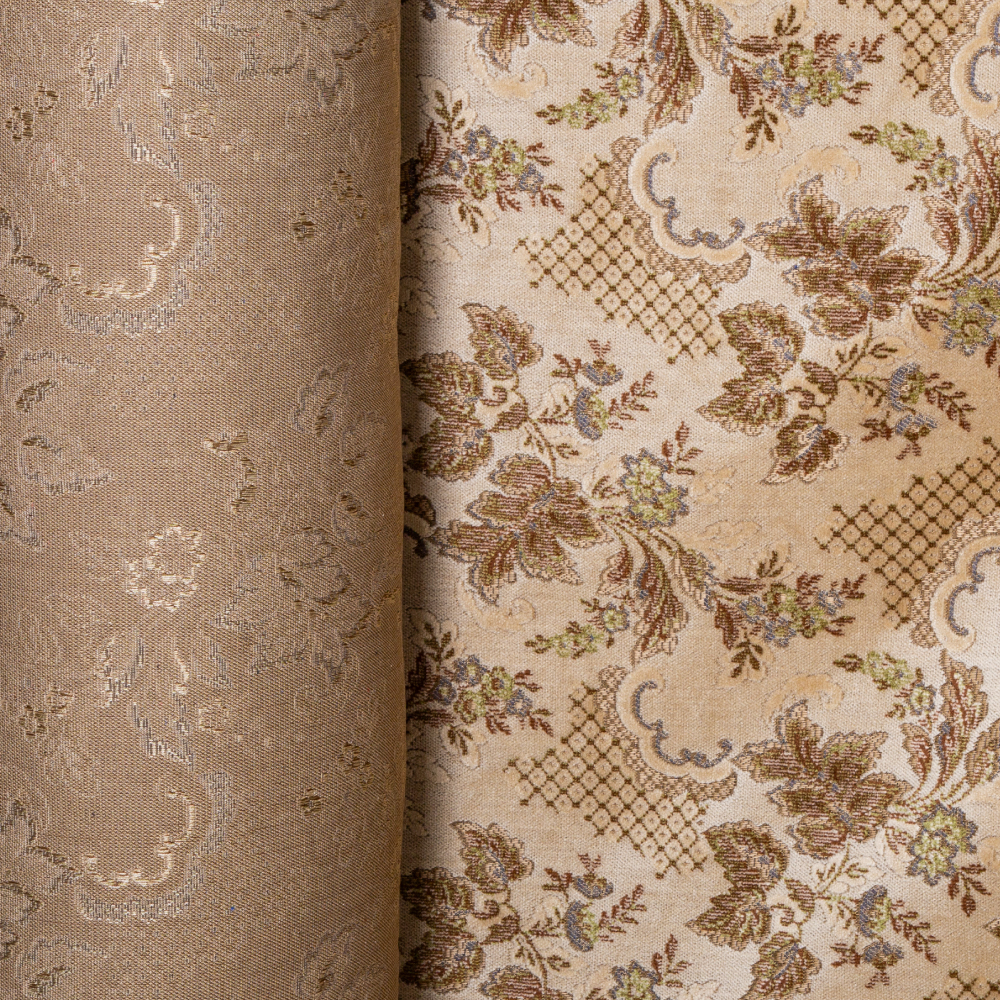 Belcanto: Verstraete Velvet Floral Upholstery Fabric; 140cm, Brown 1 Belcanto: Verstraete Velvet Floral Upholstery Fabric; 140cm, Brown
