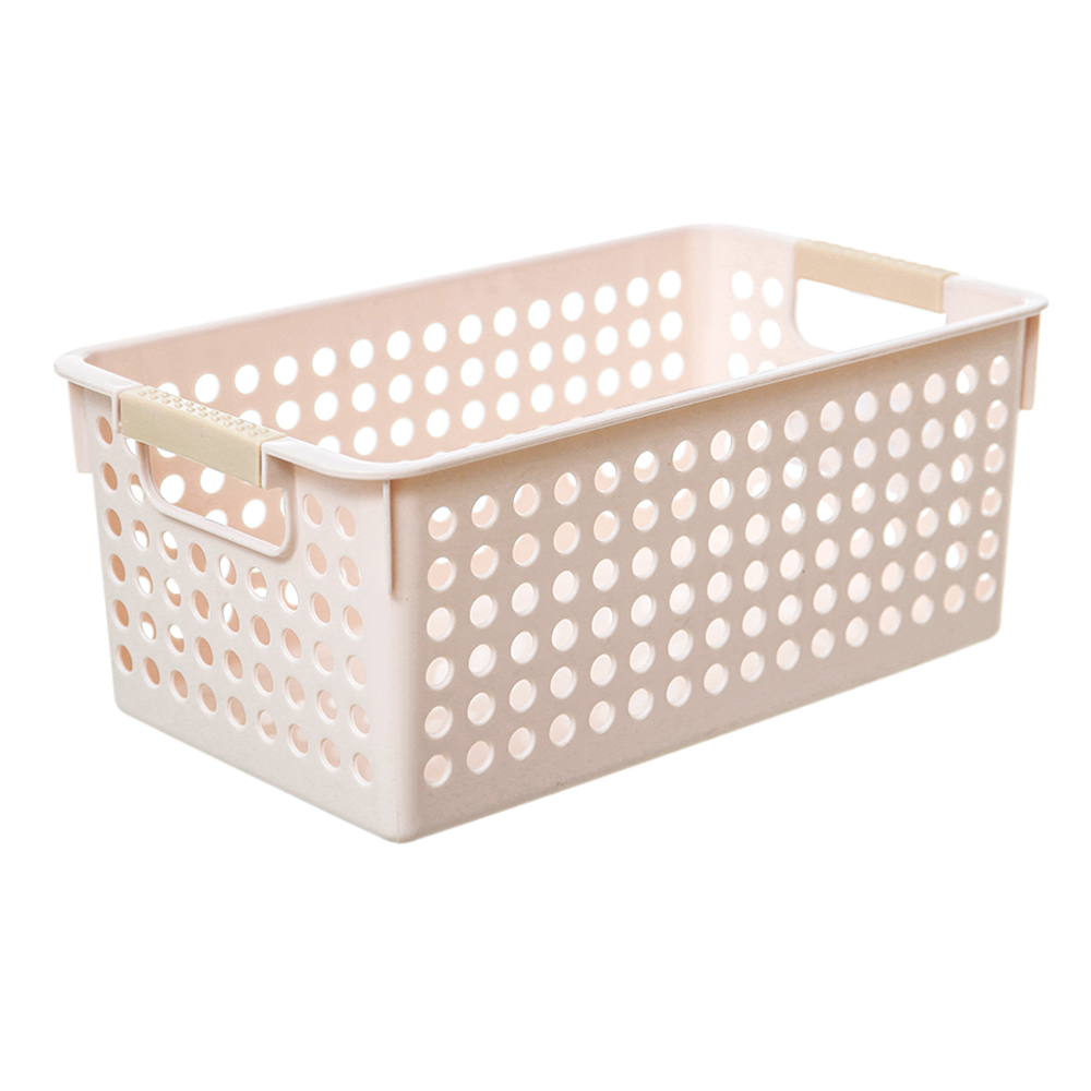 White Plastic Storage Basket with Handles; (29x16.5x11 White Plastic Storage Basket with Handles; (29x16.5x11.6)cm